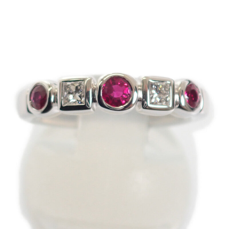 デザインジュエリー リング K18ホワイトゴールド ダイヤモンド ルビー 12号 レディース【中古】【Aランク】