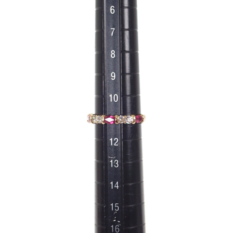 設計款珠寶 11號 戒指 K18黃金 鑽石 紅寶石 女士【中古】【A級品】