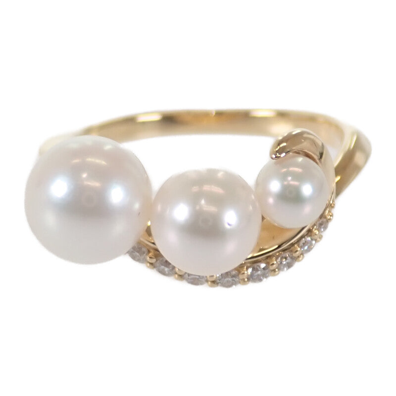スタージュエリー STAR JEWELRY 3連パール 13号 リング K18イエローゴールド パール ダイヤモンド レディース【中古】【Aランク】
