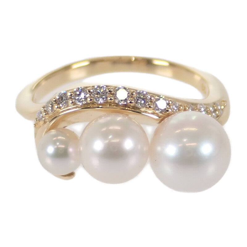 スタージュエリー STAR JEWELRY 3連パール 13号 リング K18イエローゴールド パール ダイヤモンド レディース【中古】【Aランク】