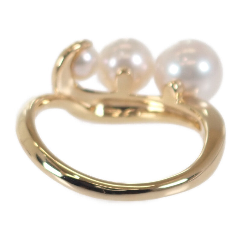 STAR JEWELRY 星珠寶 三連珍珠 13號 戒指 K18黃金 珍珠 鑽石 女士【中古品】【A級】