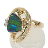 デザイン ジュエリー 12号 リング K18イエローゴールド ボルダーオパール ダイヤモンド レディース【中古】【Aランク】