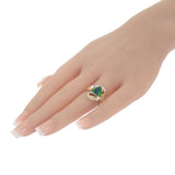 デザイン ジュエリー 12号 リング K18イエローゴールド ボルダーオパール ダイヤモンド レディース【中古】【Aランク】