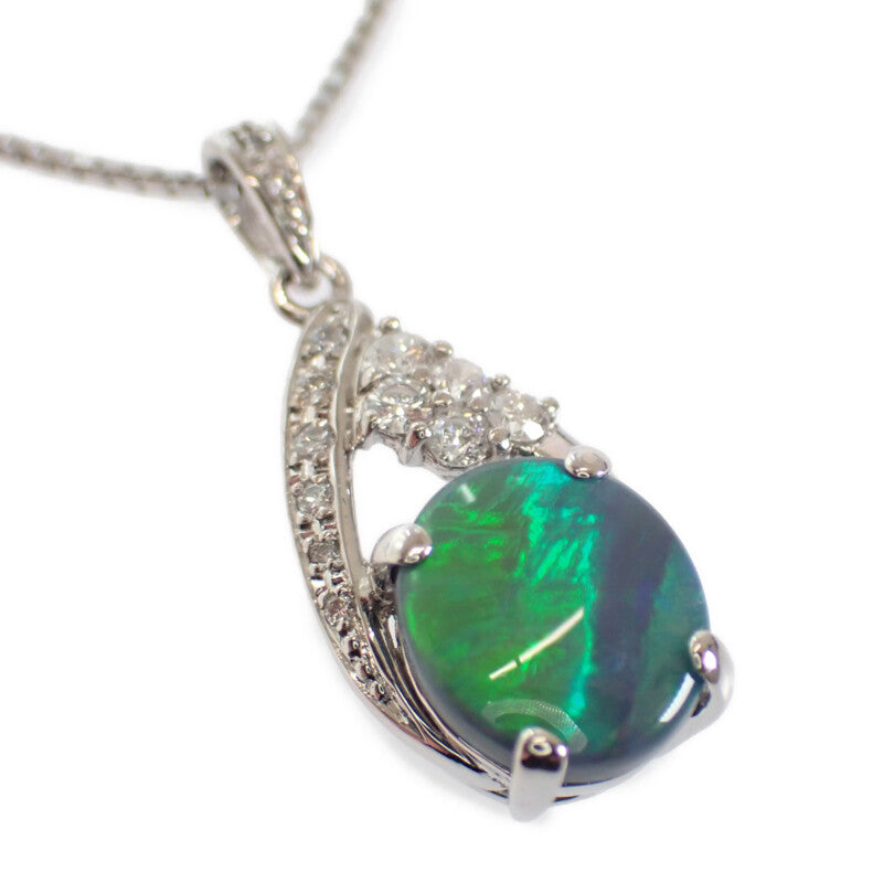 中古】 デザイン ジュエリー ティアドロップ ネックレス K18ホワイト