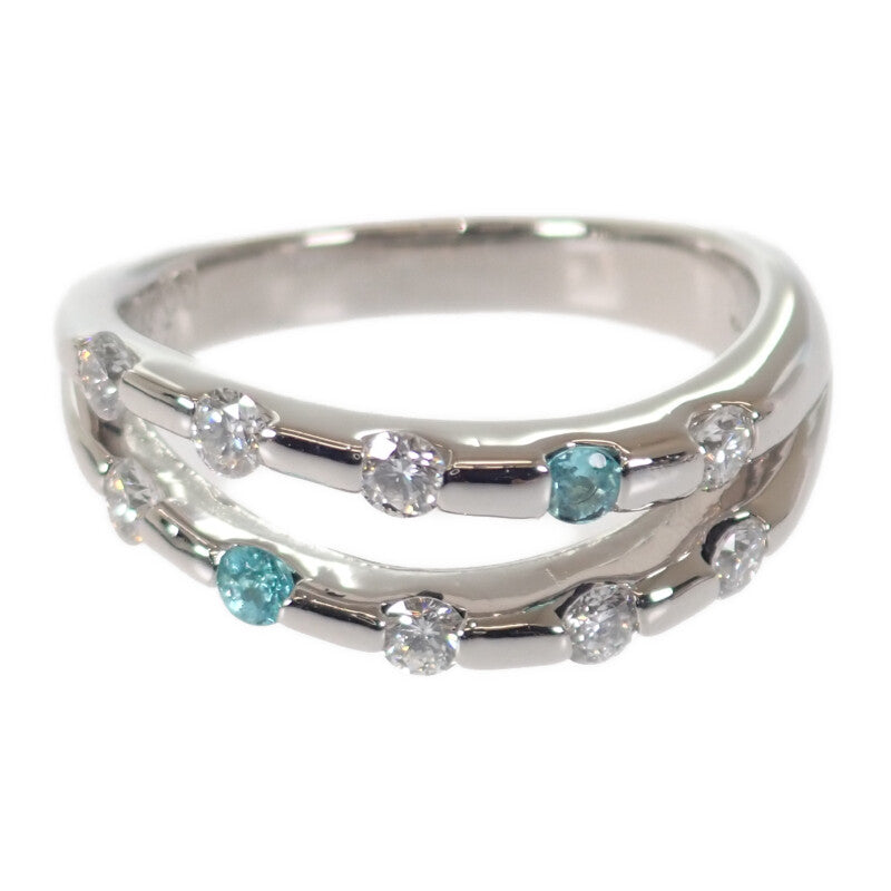 デザイン ジュエリー 12号 リング Pt900プラチナ ダイヤモンド パライバトルマリン レディース【中古】【Aランク】