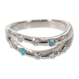 【中古】 デザイン ジュエリー リング Pt900プラチナ 12号 ダイヤモンド パライバトルマリン レディース【Aランク】