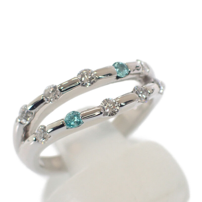 デザイン ジュエリー 12号 リング Pt900プラチナ ダイヤモンド パライバトルマリン レディース【中古】【Aランク】