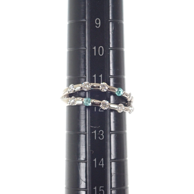 デザイン ジュエリー 12号 リング Pt900プラチナ ダイヤモンド パライバトルマリン レディース【中古】【Aランク】