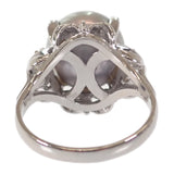 【中古】 デザインジュエリー グレー真珠 リング Pt900プラチナ 15号 パール ダイヤモンド レディース【Aランク】