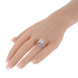 【中古】 デザインジュエリー グレー真珠 リング Pt900プラチナ 15号 パール ダイヤモンド レディース【Aランク】