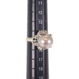 【中古】 デザインジュエリー グレー真珠 リング Pt900プラチナ 15号 パール ダイヤモンド レディース【Aランク】