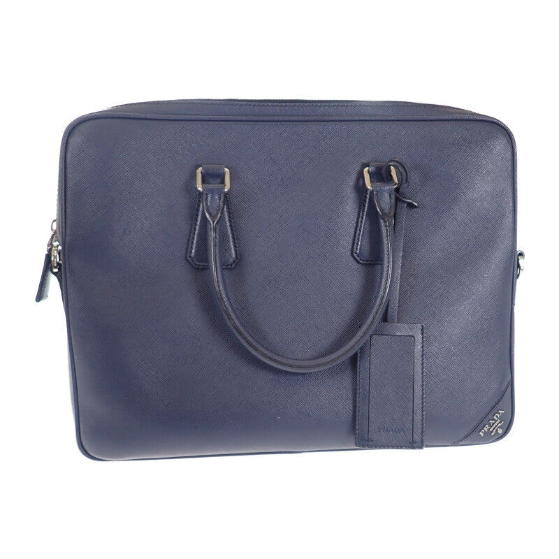 プラダ PRADA ビジネス 2VE3689Z2F0216 ブリーフケース サフィアーノ ネイビー メンズ【中古】【Aランク】