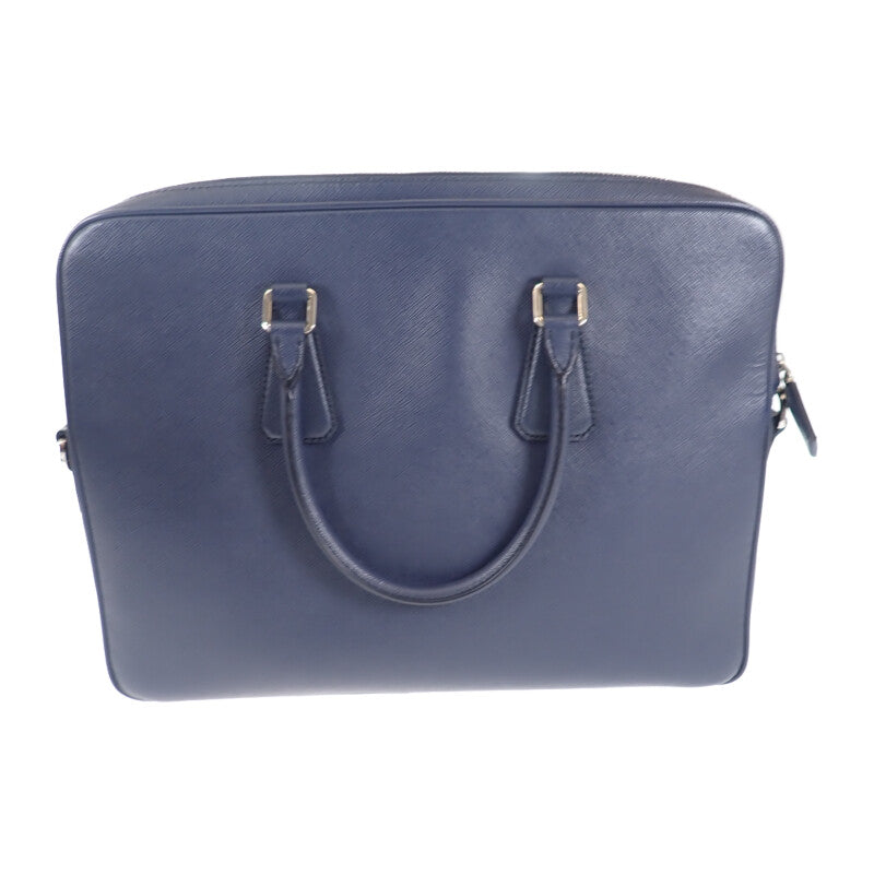 プラダ PRADA ビジネス 2VE3689Z2F0216 ブリーフケース サフィアーノ ネイビー メンズ【中古】【Aランク】