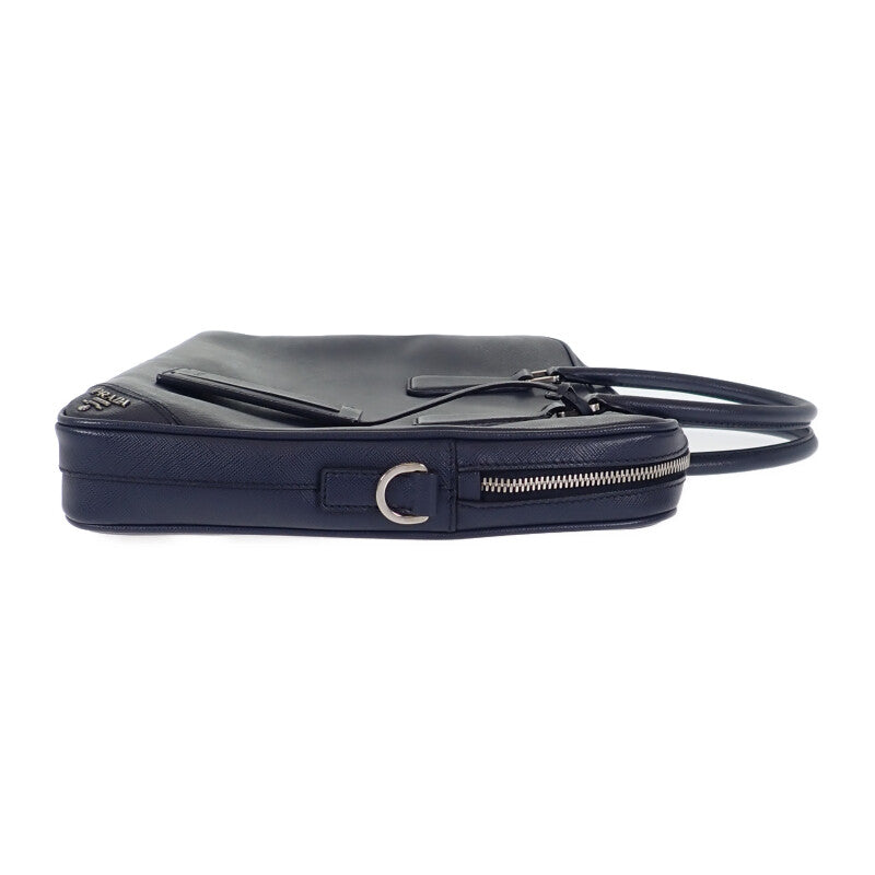 プラダ PRADA ビジネス 2VE3689Z2F0216 ブリーフケース サフィアーノ ネイビー メンズ【中古】【Aランク】