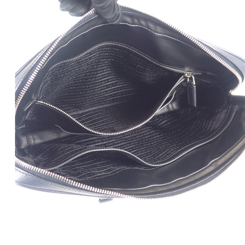 プラダ PRADA ビジネス 2VE3689Z2F0216 ブリーフケース 2WAYバッグ サフィアーノ ネイビー メンズ【中古】【Aランク】