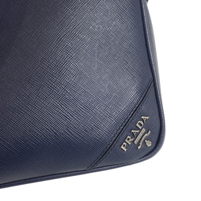 PRADA 普拉達 商務包 2VE3689Z2F0216 公事包 Saffiano 皮革 海軍藍 男款【中古】【A級品】