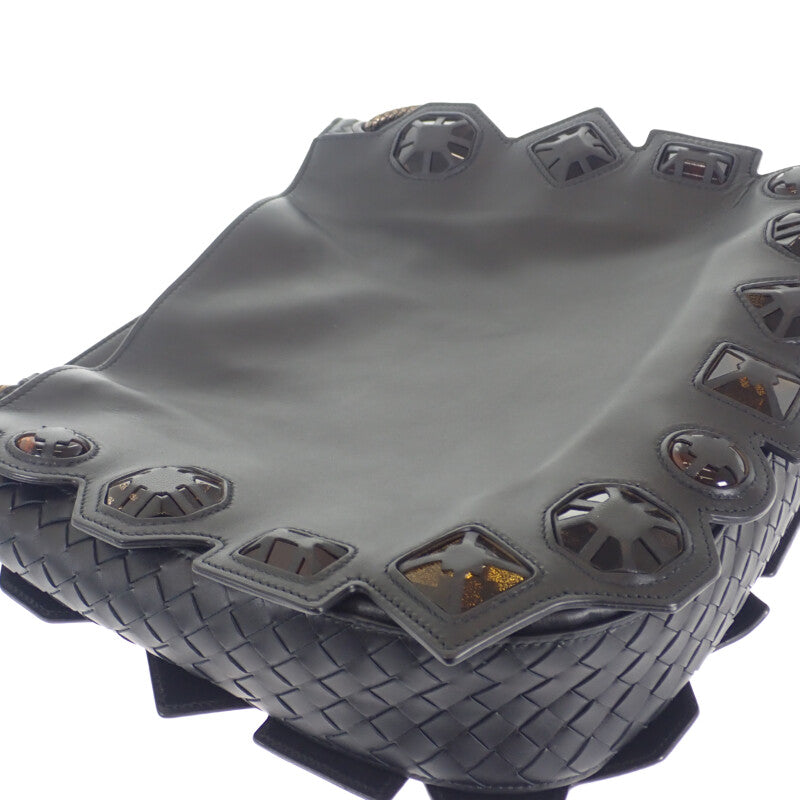 ボッテガヴェネタ BOTTEGA VENETA ループショルダーバッグ ハンドバッグ レザー ブラック レディース【中古】【ABランク】