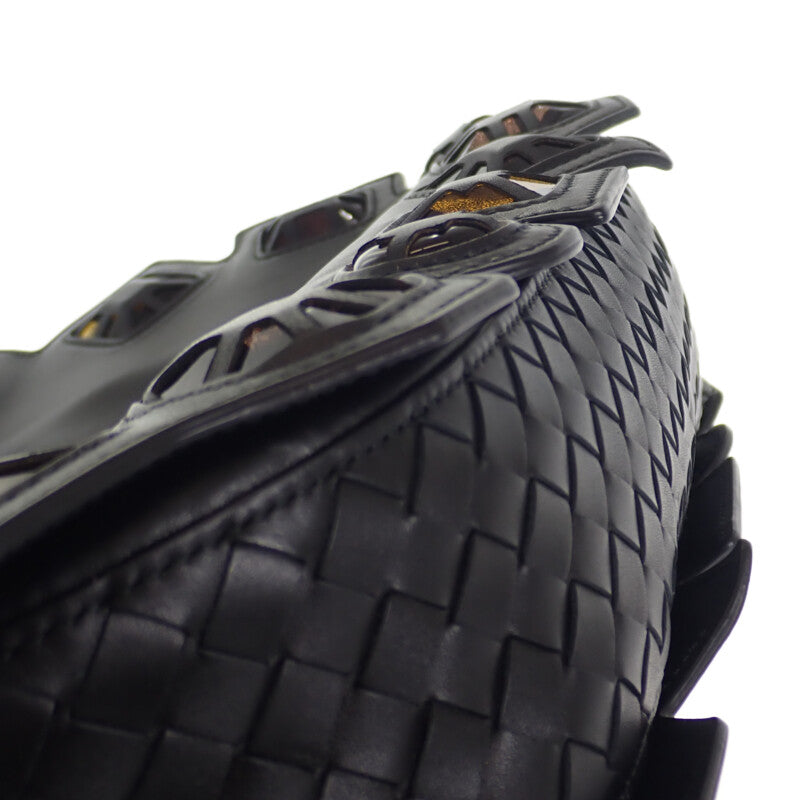 ボッテガヴェネタ BOTTEGA VENETA ループショルダーバッグ ハンドバッグ レザー ブラック レディース【中古】【ABランク】