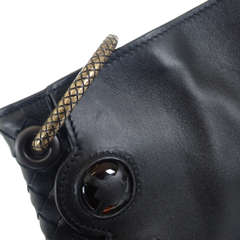 ボッテガヴェネタ BOTTEGA VENETA ループショルダーバッグ ハンドバッグ レザー ブラック レディース【中古】【ABランク】