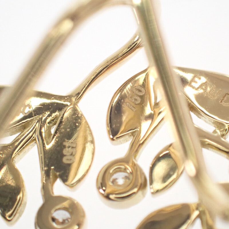 ヨンドシー 4℃ リーフ モチーフ ピアス K18イエローゴールド ダイヤモンド レディース【中古】【Aランク】