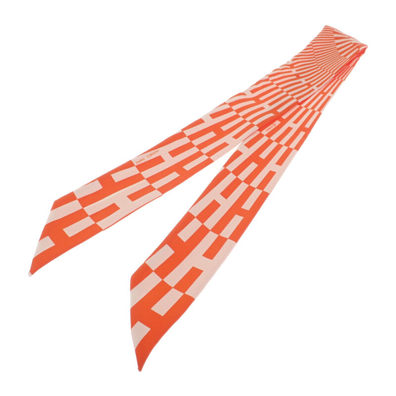 エルメス HERMES ツイリー スカーフ シルク オレンジ ホワイト レディース【中古】【Aランク】