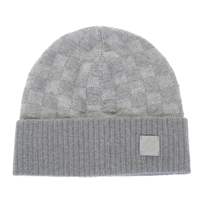 ルイヴィトン LOUIS VUITTON ビーニー ネオプティ ダミエ M77985 ニットキャップ ウール グリクレール グレー メンズ レディース【中古】【Sランク】