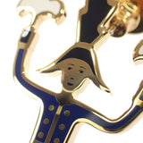 エルメス HERMES グランド・パラード 花火師 ピアス メタル ネイビー ブラック ゴールド レディース【中古】【Aランク】