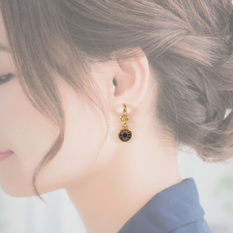 エルメス HERMES グランド・パラード 花火師 ピアス メタル ネイビー ブラック ゴールド レディース【中古】【Aランク】