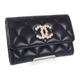 シャネル CHANEL CCパール フラット AP3813_B15723_94305 カードケース ラムスキン ブラック ゴールド金具 レディース【中古】【Aランク】