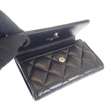 シャネル CHANEL CCパール フラット AP3813_B15723_94305 カードケース ラムスキン ブラック ゴールド金具 レディース【中古】【Aランク】