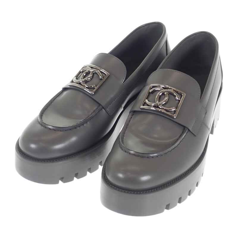 シャネル CHANEL ココマーク G45156 ローファー レザー グレー 37C レディース【中古】【Aランク】