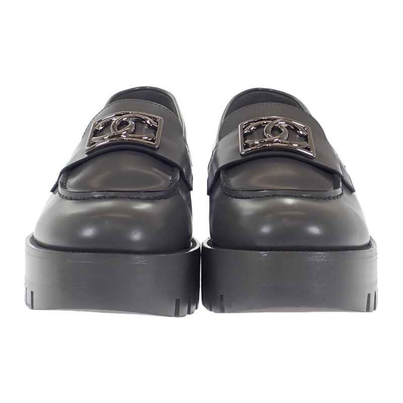 シャネル CHANEL ココマーク G45156 ローファー レザー グレー 37C レディース【中古】【Aランク】