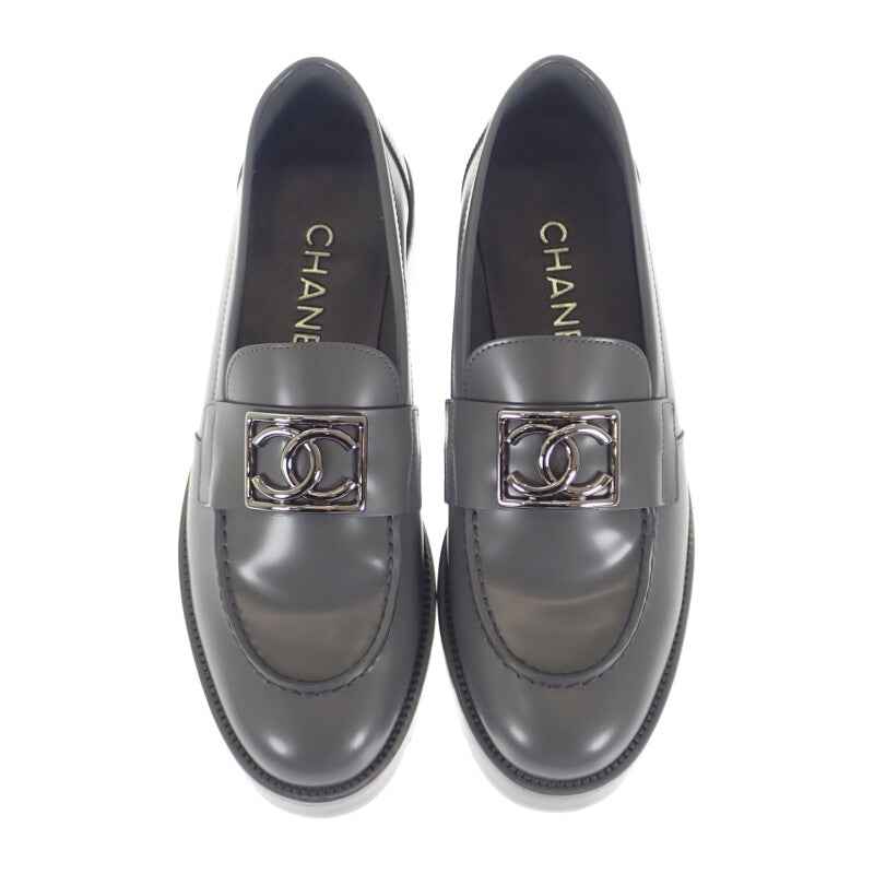 シャネル CHANEL ココマーク G45156 ローファー レザー グレー 37C レディース【中古】【Aランク】