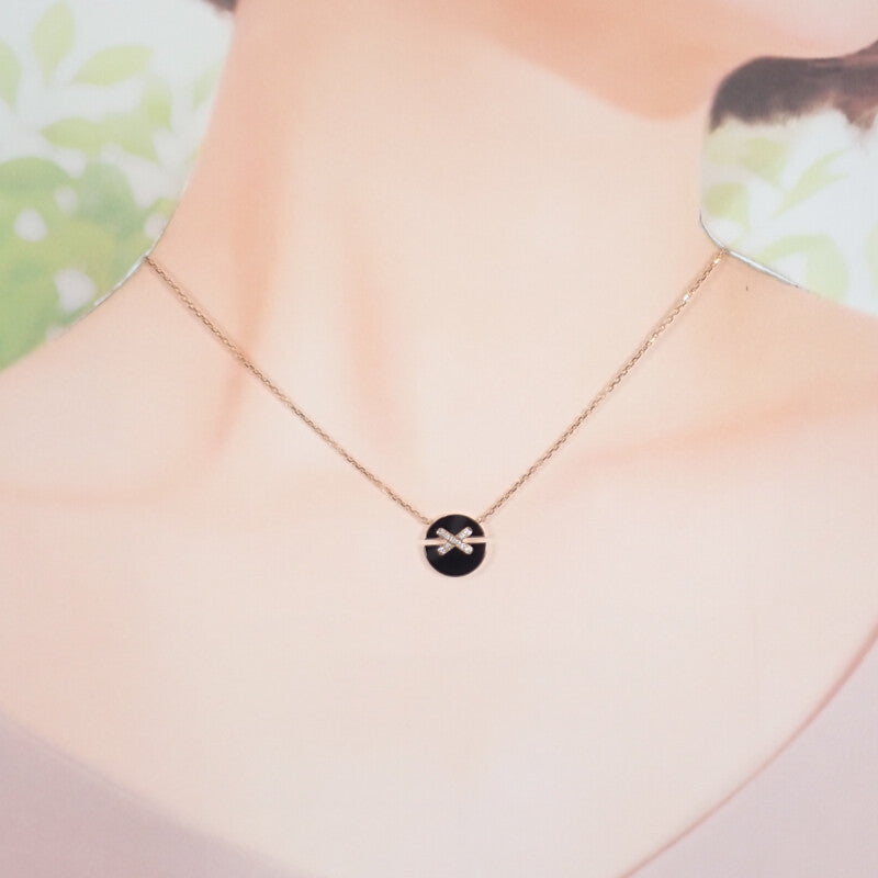 【中古】ショーメ Chaumet ジュ ドゥ リアン ハーモニー ペンダント スモールモデル 84426 ネックレス K18ピンクゴールド オニキス ダイヤモンド レディース【Aランク】