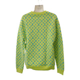 ルイヴィトン LOUIS VUITTON モノグラムプリント クルーネック M スウェット コットン ライム×ライトブルー メンズ レディース【中古】【Aランク】