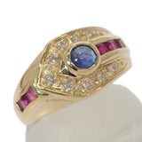 デザイン ジュエリー 11号 リング K18イエローゴールド サファイア ルビー ダイヤモンド レディース【中古】【Aランク】