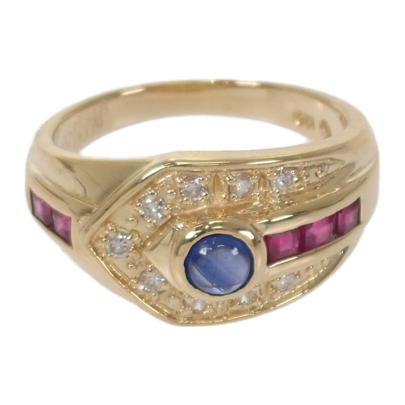 デザイン ジュエリー リング K18イエローゴールド 11号 サファイア  