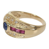 デザイン ジュエリー 11号 リング K18イエローゴールド サファイア ルビー ダイヤモンド レディース【中古】【Aランク】