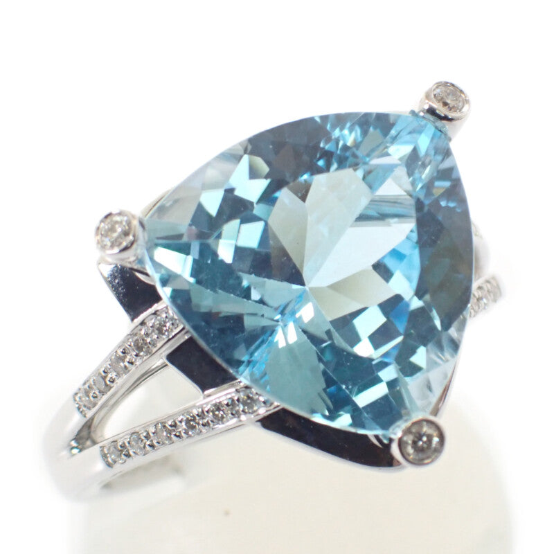 モーブッサン MAUBOUSSIN メ クラー ア トア 14号 54 リング K18ホワイトゴールド ブルートパーズ ダイヤモンド レディース【中古】【ABランク】