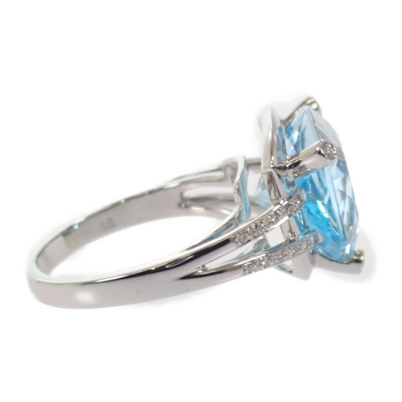 モーブッサン MAUBOUSSIN メ クラー ア トア 14号 54 リング K18ホワイトゴールド ブルートパーズ ダイヤモンド レディース【中古】【ABランク】