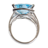 モーブッサン MAUBOUSSIN メ クラー ア トア 14号 54 リング K18ホワイトゴールド ブルートパーズ ダイヤモンド レディース【中古】【ABランク】