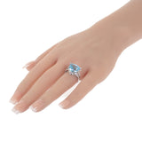 モーブッサン MAUBOUSSIN メ クラー ア トア 14号 54 リング K18ホワイトゴールド ブルートパーズ ダイヤモンド レディース【中古】【ABランク】