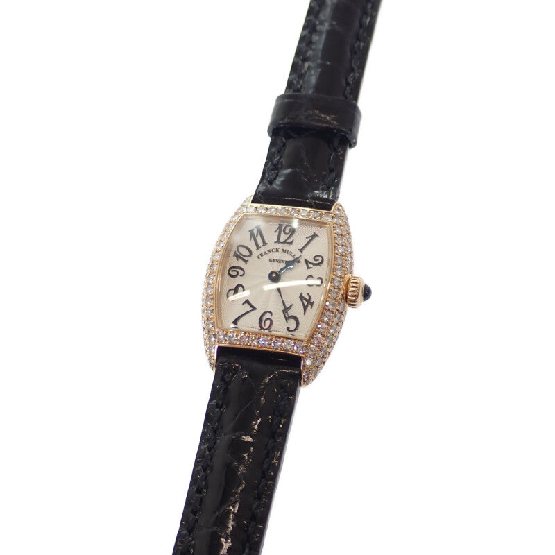 フランクミュラー FRANCK MULLER トノウカーベックスプティ 2500QZD4N 腕時計 K18イエローゴールド ダイヤモンド クオーツ シルバー文字盤 レディース【中古】【ABランク】