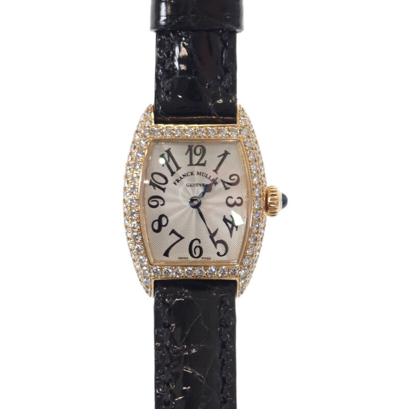 法蘭克穆勒 FRANCK MULLER Tonneau Curvex Petite 2500QZD4N 腕錶 K18黃金 鑽石 金色 石英 銀色錶盤 女士【中古】【AB級】
