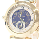 カルティエ CARTIER パシャ ムーンデイト アラーム 1990年製 正規メンテナンス済 W30011 腕時計 K18イエローゴールド クオーツ ブルー文字盤 メンズ【中古】【Aランク】