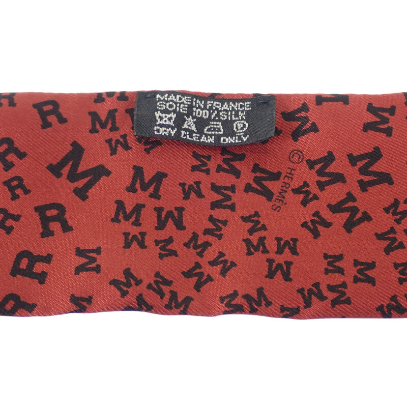 エルメス HERMES ツイリー ロゴ アルファベット柄 スカーフ シルク レッド レディース【中古】【Aランク】