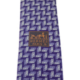 エルメス HERMES シルクツイルタイ ドゥブルH H658838T04 ネクタイ シルク パープル ホワイト メンズ【中古】【SAランク】