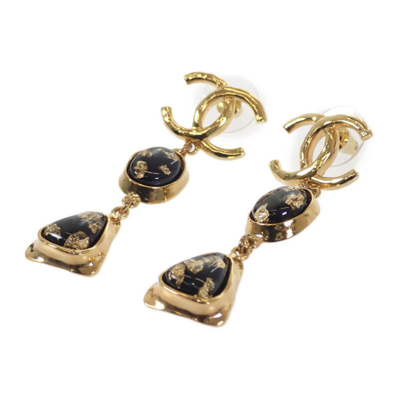 シャネル CHANEL ココマーク スウィング L23C刻印 ピアス メタル ゴールド ブラック ゴールド金具 レディース【中古】【Aランク】