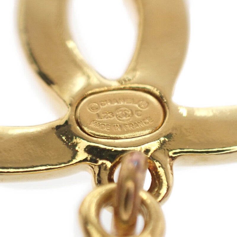 香奈兒 CHANEL COCO Mark 搖擺 L23C 刻印 耳環 金屬 金色 黑色 金色配件 女士【中古】【A級】