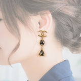 シャネル CHANEL ココマーク スウィング L23C刻印 ピアス メタル ゴールド ブラック ゴールド金具 レディース【中古】【Aランク】